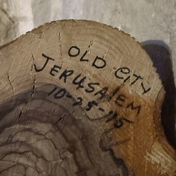 VTG 1975 Hand Carved Olive Wood Statue Man Sheep Shepherd 15" Old City Jerusalem - Picture 12 of 16